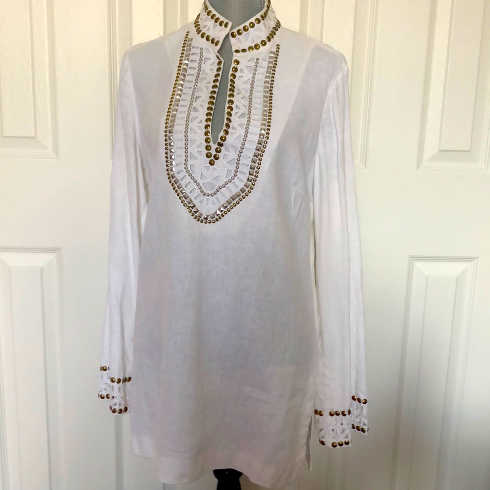 Ladies Tory Burch studded Linen Tunic ~ size 14